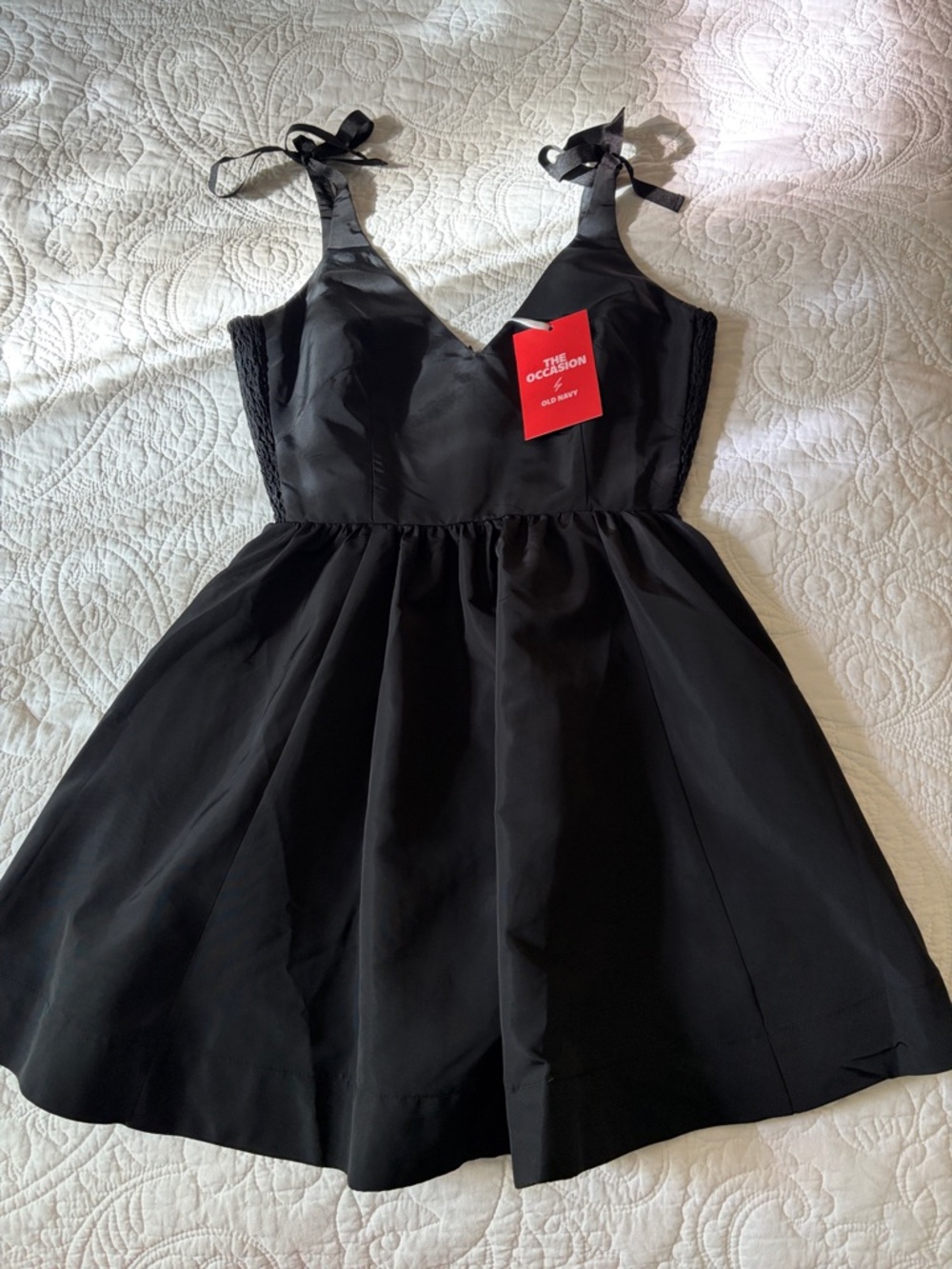 Old Navy Black Tie-Shoulder Fit & Flare Mini Dress